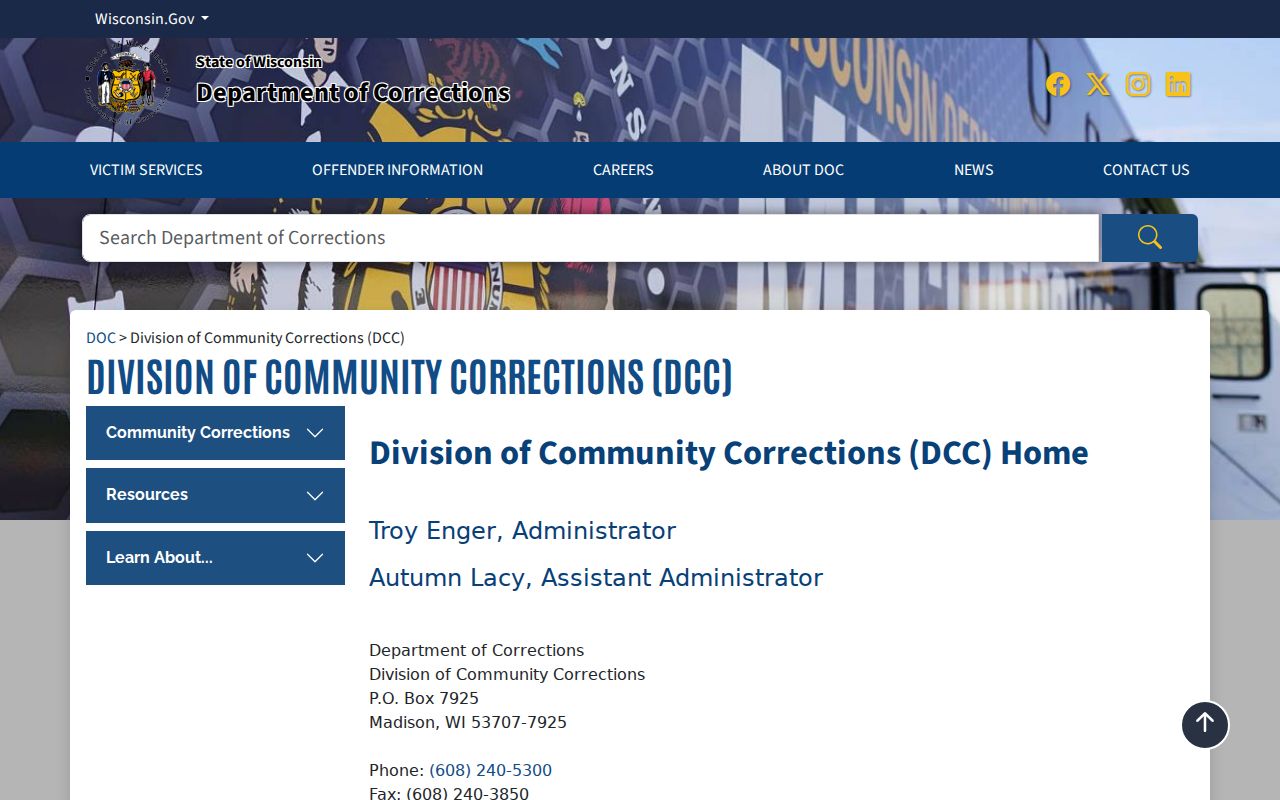 New London criminal history Wisconsin community corrections structure