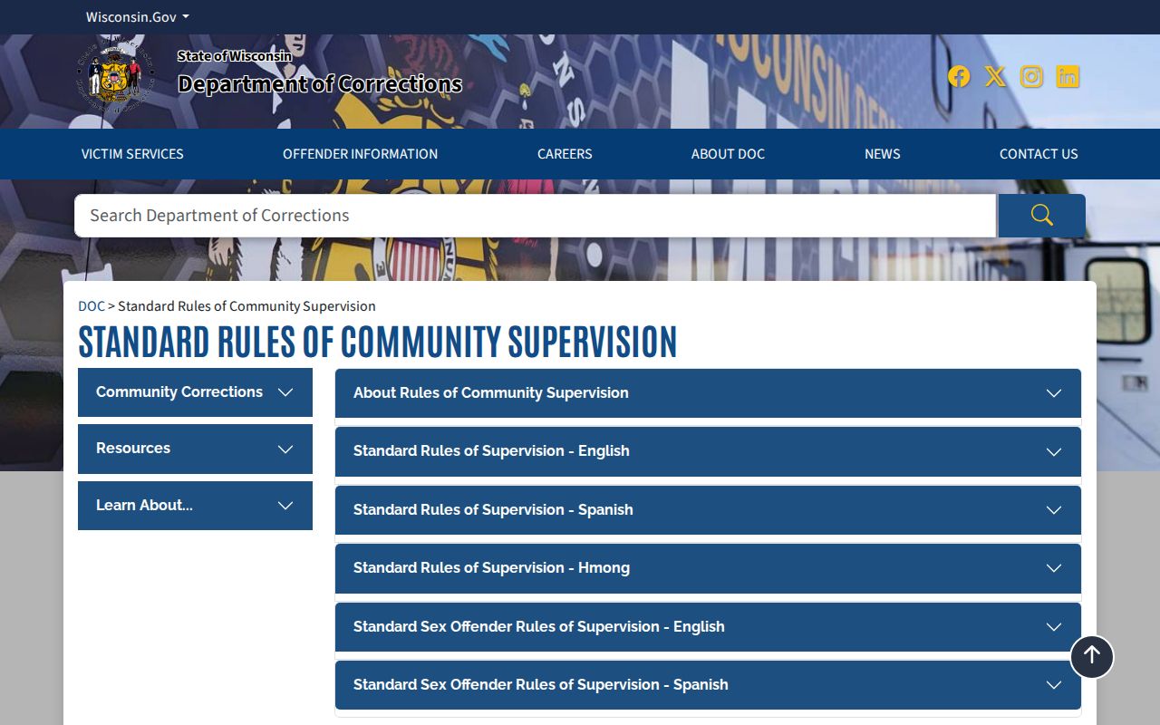 New London criminal records Wisconsin community supervision rules