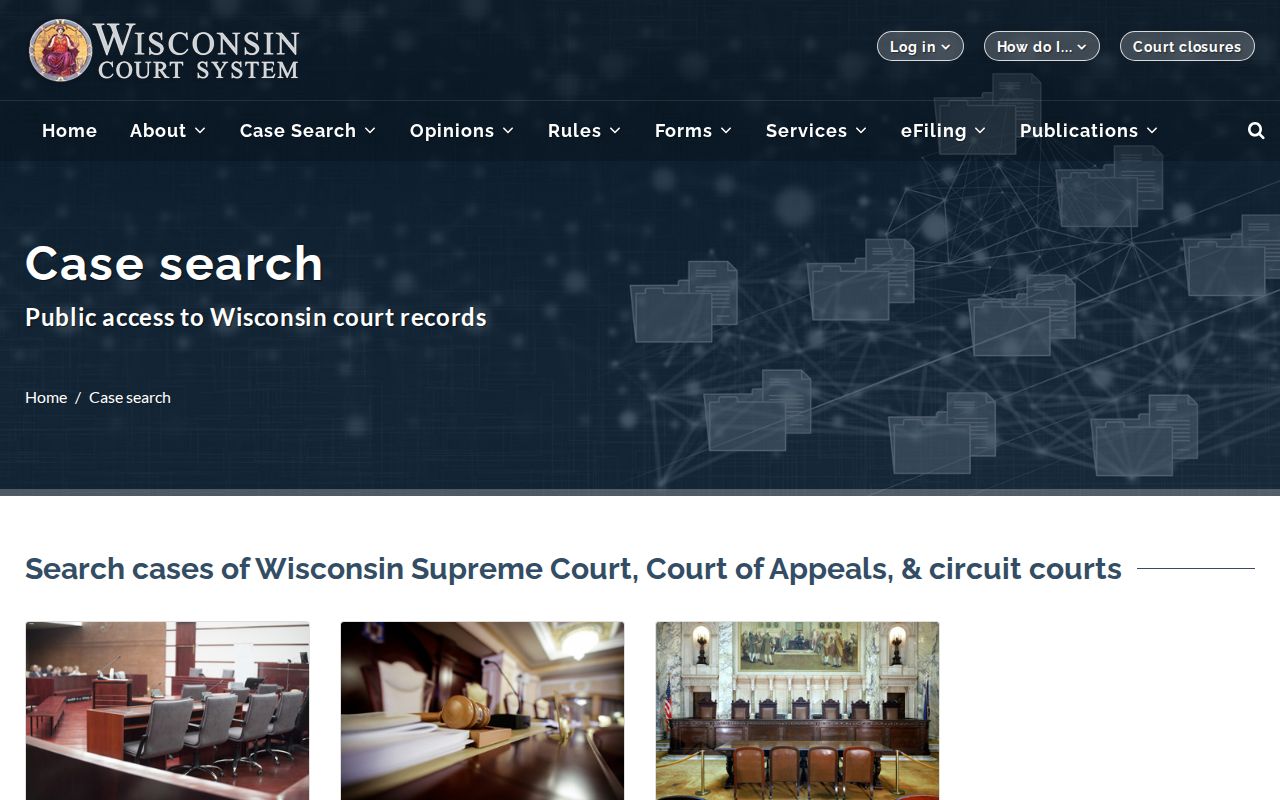 Outagamie County criminal court case search launch page