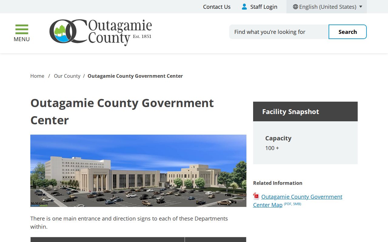 Outagamie County criminal history Justice Center office directory