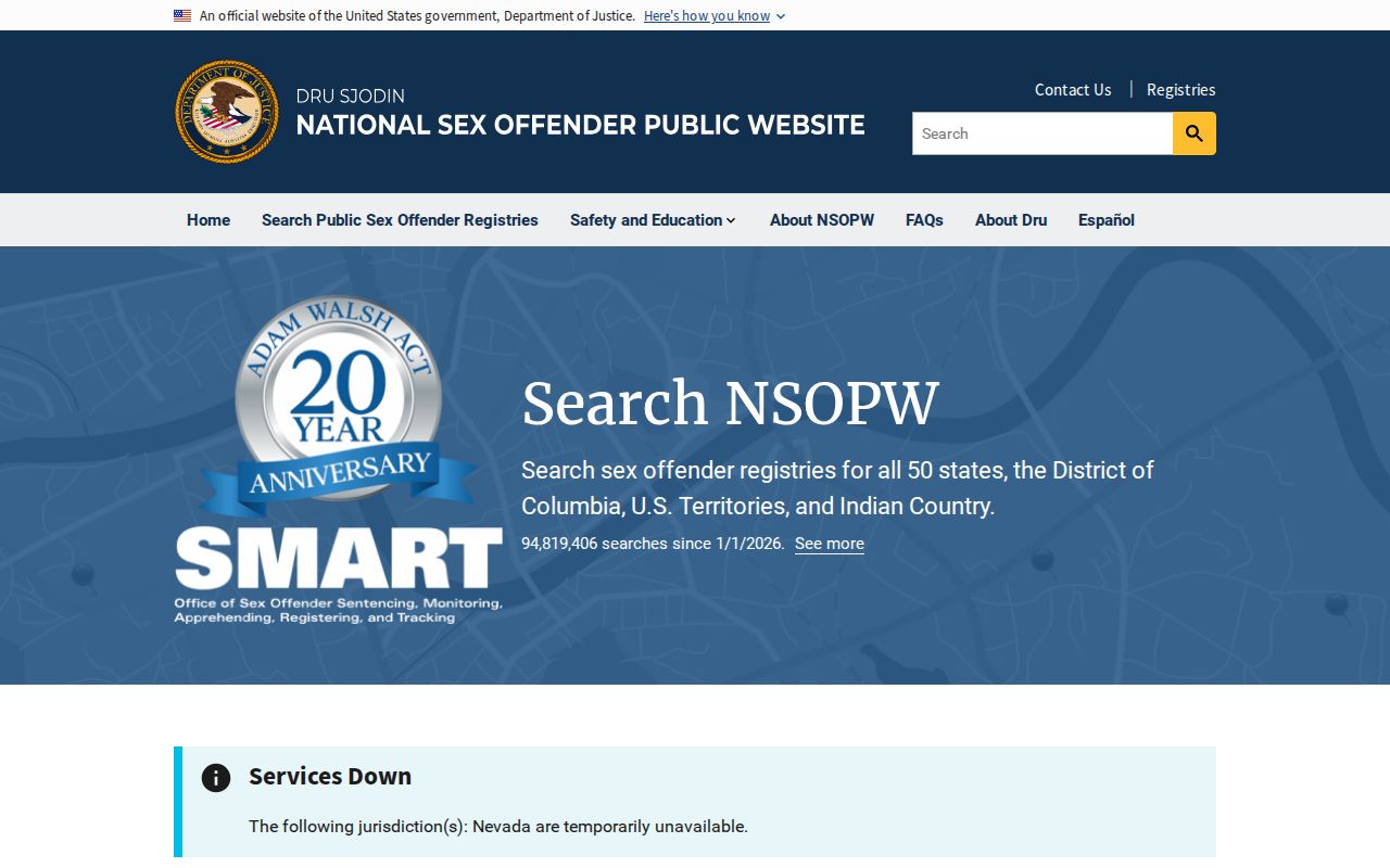 National registry search for an Outagamie County sex offender check