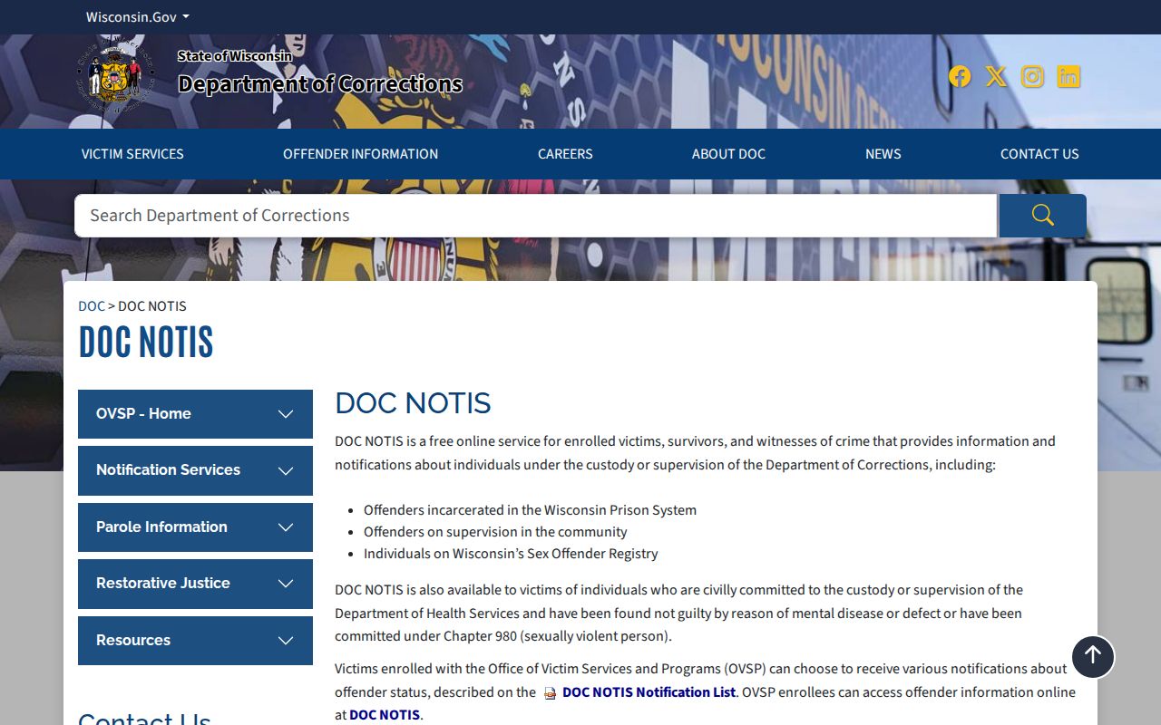 DOC NOTIS information related to Outagamie County registry records